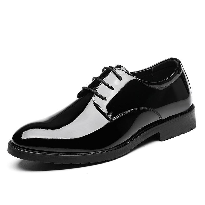 New Dress Leather Shoes Bright Leather Patent Leather Men's Business British Style Pointed Wedding Banquet Performance Genuine Leather Men's Shoes