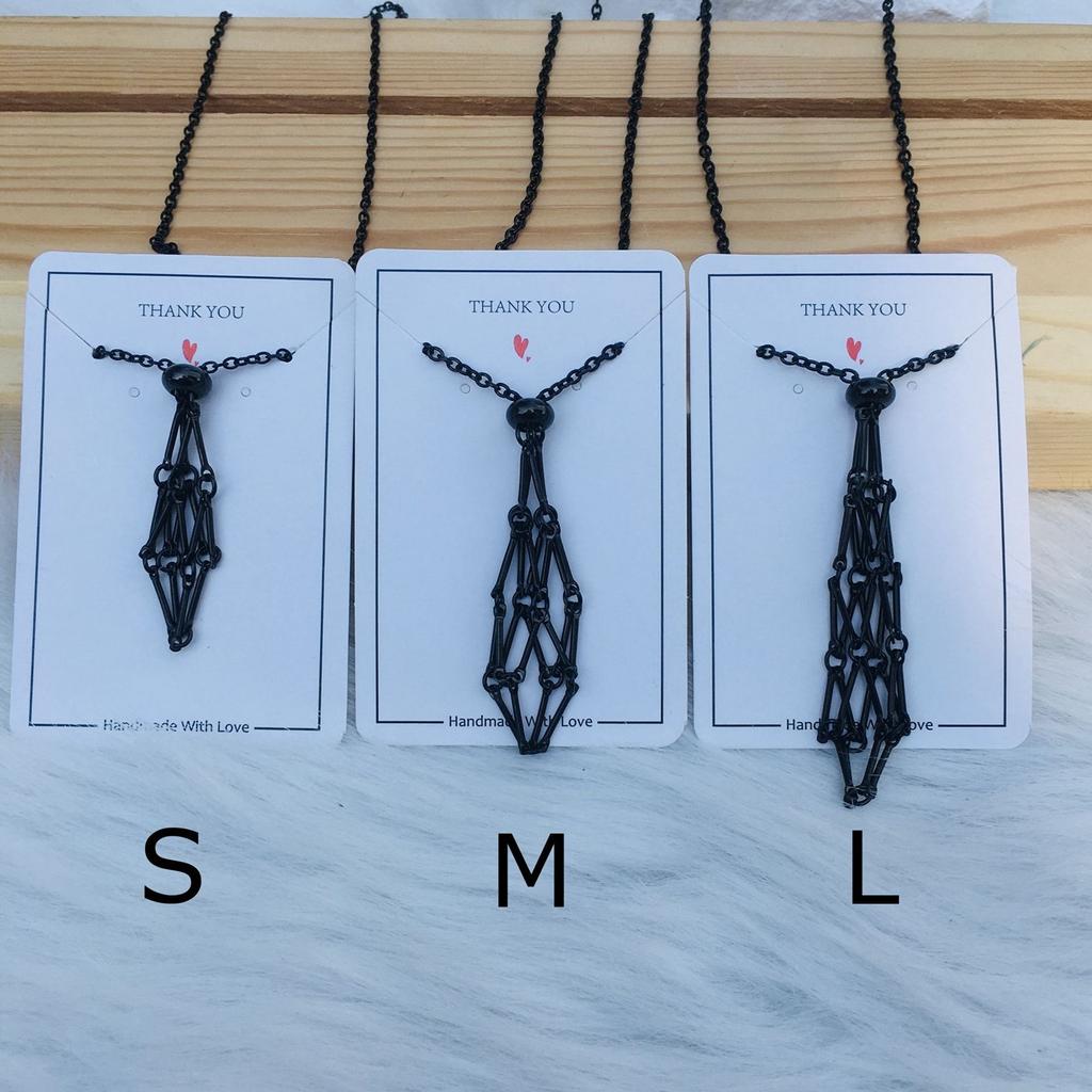 Empty Crystal Stone Holder Necklace Cord Adjustable Natural Crystal Cage Necklace Chain Mesh Pendant Necklace Gifts