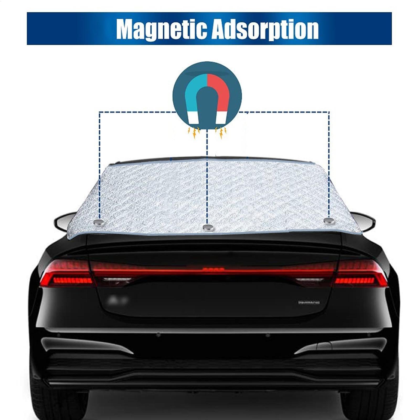 140*80cm Rear Windshield Snow Cover 2-layer Aluminum Foil Car Winter Windshield Cover With Hooks And Invisible Magnet Snow Cover CN