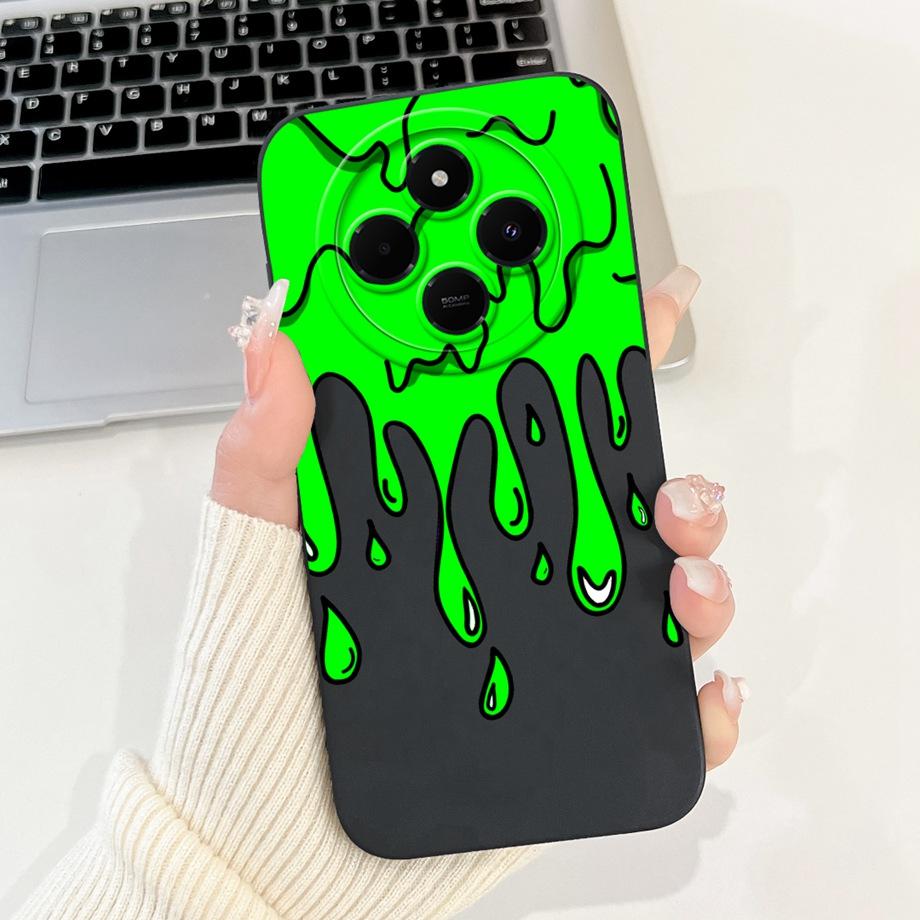 For Xiaomi Redmi 14c / Mi 14 Pro 14t Pro Case Liquid Silicone Soft TPU Back Cover Redmi14c Phone Funda Gothic Black Night Bumper