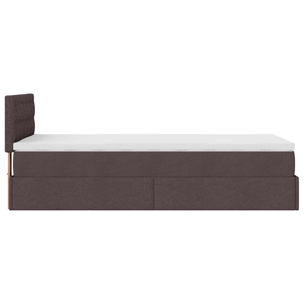 Ottoman Bed with Mattress Dark Brown 90 x 190 cm Fabric
