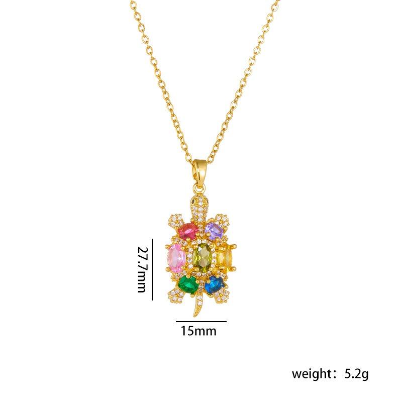 Colorful Zircon Cute  Sea Tortoise Pendant Necklaces for Women Girls Jewelry Gifts Turtle Zircon Pendant Necklace Birthday Gifts