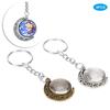 48pcs Rotation Pendant Base Tray Round Glass Domes Key Rings Jewelry DIY Tool Accessory