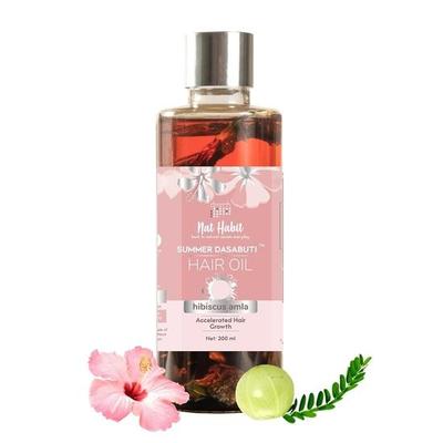 Nat Habit Hibiscus Amla Summer Hair Oil For Men & Women, Helps In Hair Growth & Thickness, For All Hair Types, No Paraffin, 200ml