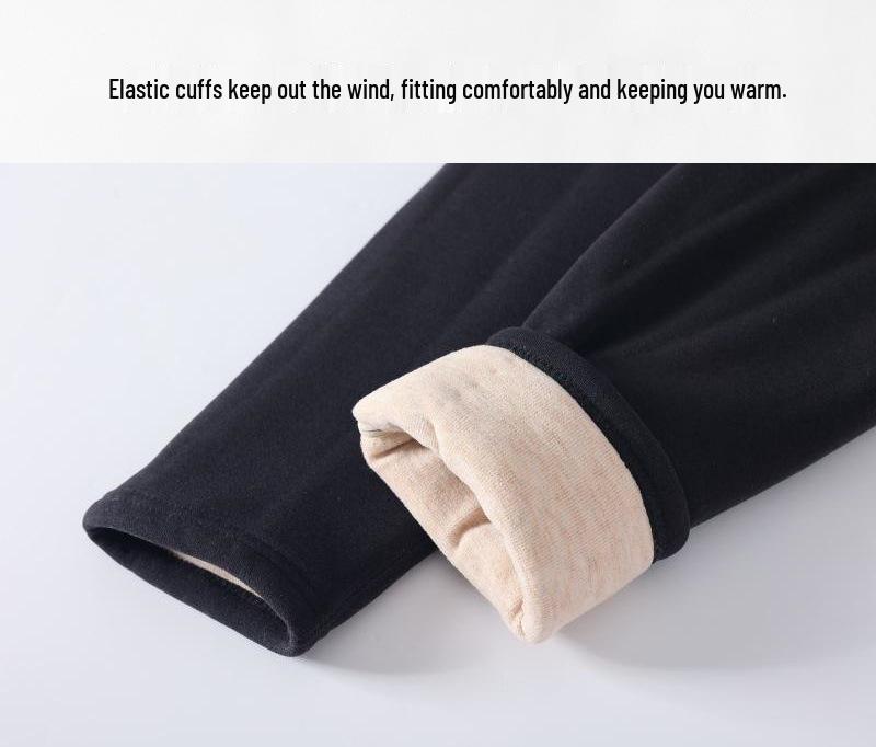 2025 Winter Men's Fleece-Lined High Waist Wool Pants with Seamless Knee and Waist Support