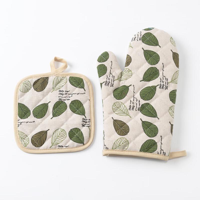 Cotton Linen Heat Resistant Oven Mitts