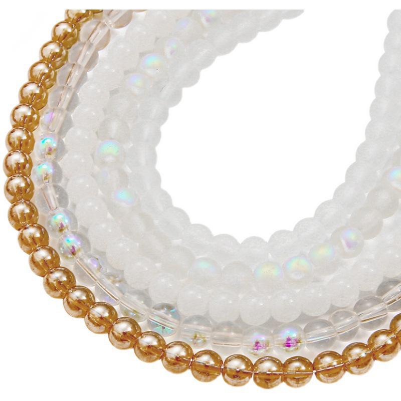 Iridescent Frosted Round Crystal Beads for DIY Jewelry & Accessories