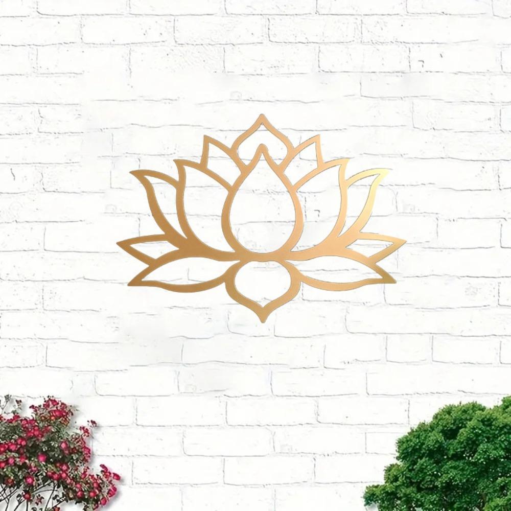 1 pièce Art Mural Mandala Lotus Vintage Sculpture Métal Décor Jardin Intérieur Extérieur Cadeau Spirituel Halloween Noël Bohème Patio Suspendu