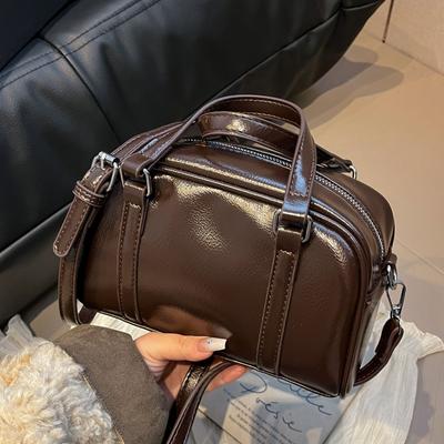Large Capacity Retro Boston Bag Women'S Super Fire Handbag Premium Casual Shoulder Bag
