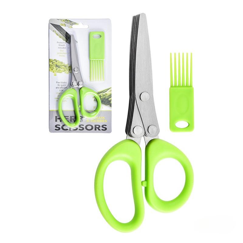 Stainless Steel Multi-layer Multifunctional Scissors Five-layer Creative Household Chopped Green Onion Vegetable Scissors