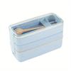 1 Set 3-in-1 Bento Box Set - Microwave And Dishwasher Safe Lunch Box With Dividers And Utensils - Perfect For School, Travel, And Snacks