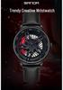 Sanda Cool Wheel Men's Skeleton Dial Leather Strap Waterproof Quartz Watch