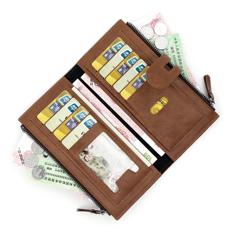 Portefeuille Long Mode Femme - Style Européen Américain Cuir PU Multi-Cartes, Poche pour Téléphone Incluse