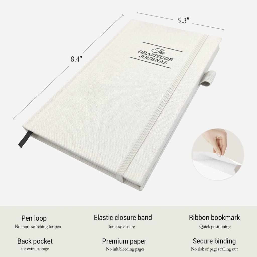 The Gratitude Journal 2025: 5 Minute Gratitude Practice to pire Thankfulness, Mindfulness, Positivity, Happiness, Upgraded with Pen Holder, Inner