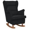 Rocking Chair Armchair In Black Velvet and Solid Wood