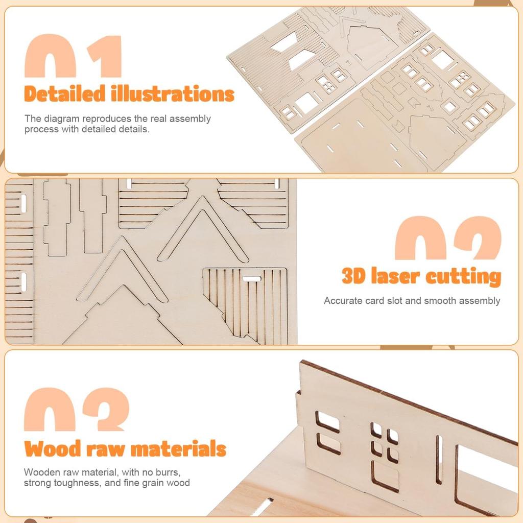 Uonlytech 1 Set Diorama Puzzles for Adults Adult Puzzle Wooden Jigsaw Puzzles Wooden Puzzle for Adults Wooden House Model Assembly House Puzzle Funny