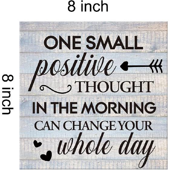 pirational Farmhouse Canvas Print Wall Art Decor One Small Positive Thought in the Morning Can Change Your Whole Day Sign Painting Plaque Rustic Home