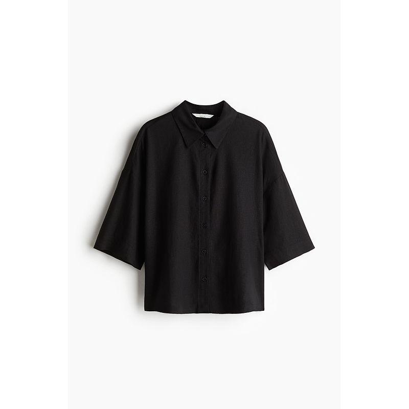 

HM Women clothes Shirts 2025 Summer New Casual and Comfortable Relaxed Feeling Linen Blend Shirts 1256936
