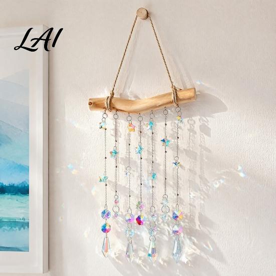 Crystal Wind Chime Pendant Glittering Sun Catchers with Long Sophisticated Room Decor Tassel Hanging Ornament for Living Window Unique Housewarming