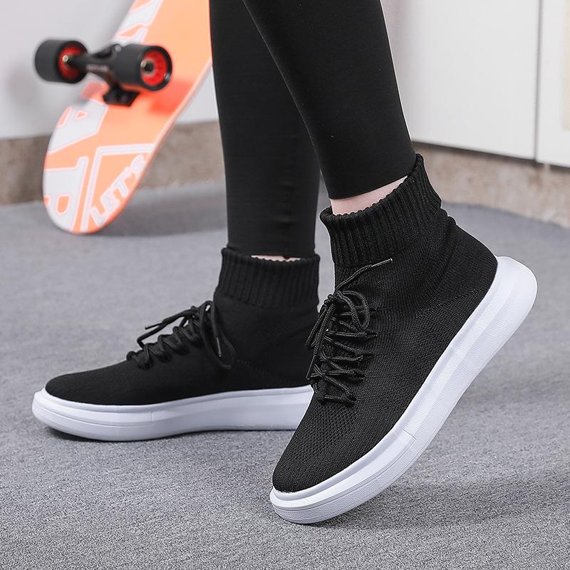 Flying socks shoes Elastic casual shoes Breathable and comfortable student short boots Couple shoes