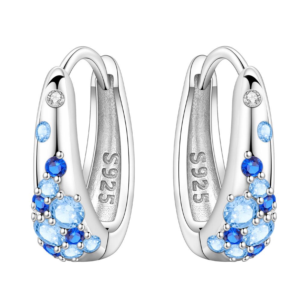 Orstarry 925 Silber Blauer Zirkon Sternenhimmel Ohrring Original Schmuck Creolen Damen Schmuck Party Trendige Geschenke