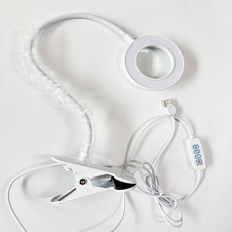 1Pc LED Desk Lamp Eye Protection Student Reading Manicure Face Tattoo Embroidery Eyebrow Selfie Fill Light Magnifying Glass Desktop Clip Lamp