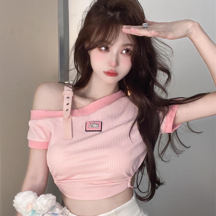 

2025 Summer Slim Fit Sweet & Spicy Girl Design Chic T-Shirt for Women M (up to 90 jin)