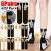 1-6 Paar Cartoon Süße Katzenbälle Baumwollsocken Stricksocken Kawaii Lolita Damen Mädchen Mittelschaft Schlafsocke Katzenmuster Bodensocke