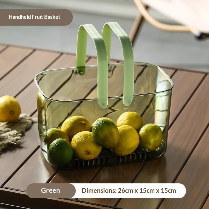 Clear Portable Drain Basket With Soft Handle Food-Grade Storage Basket For Kitchen, Picnic, Fruit & Bathroom Toiletries