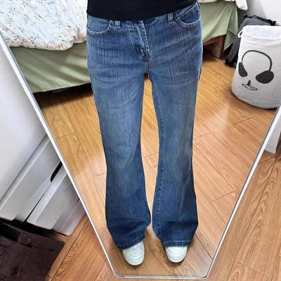 Niedrige Taille Übergröße Denim Schlaghosen Damen Herbst Jahr Skinny Zeigen Hoch Mikro Schlag Gelegenheitshose Damen Jeans für Frauen Lange Denimhose