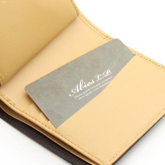 [Abies] Genuine Leather Grain Embossed Cowhide Bi-fold Wallet (with Box Coin Purse) Green