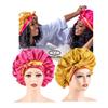 Sexy Lady 100% Silk Weave Long Bling Bonnet Braid Hair Designer Reversible Bonnets With Tie