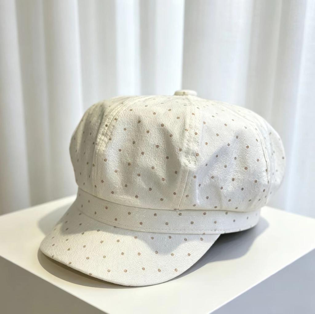 New spring and autumn retro polka dot student octagonal hat women's fashion versatile face small beret painter hat tide