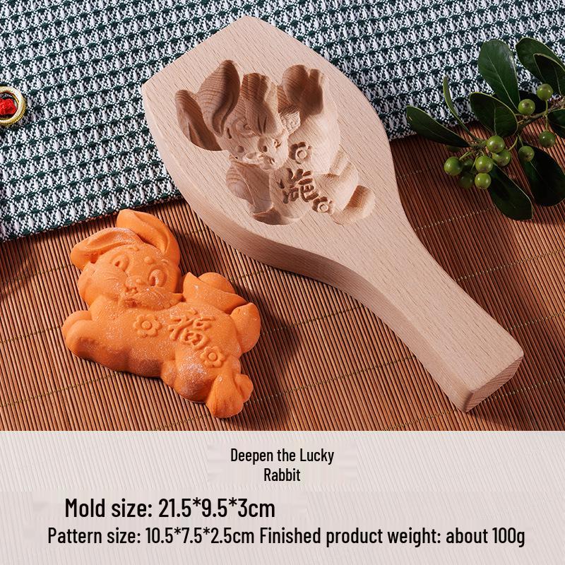 Wooden Mooncake & Pastry Mold - Solid Wood Baking Tool for Biscuits, Qingtuan, Mung Bean Cake, and Pasta.