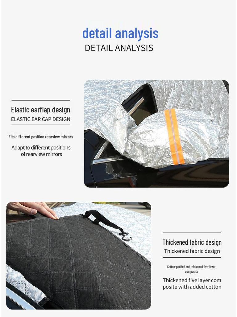 Magnetic Sunshade Half Car Cover - Front Windshield, Four-Season Use, Rainproof Visor