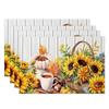 Autumn Harvest Placemats Sunflower Pumpkin Fall Leaves Printing Cozy Seasonal Table for Dining High Tea Wedding Decoration