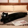 Japanese Fat Cat Plush Toy Doll Cute Black Cat Long Throw Pillow Children'S Bed Sleeping Kitten Doll Woman