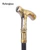 Golden White Wolf Luxury Pattern Walking Stick Party Fashion Elegant Walking Stick Decorative Cospaly Cane Knob Crosier 89cm