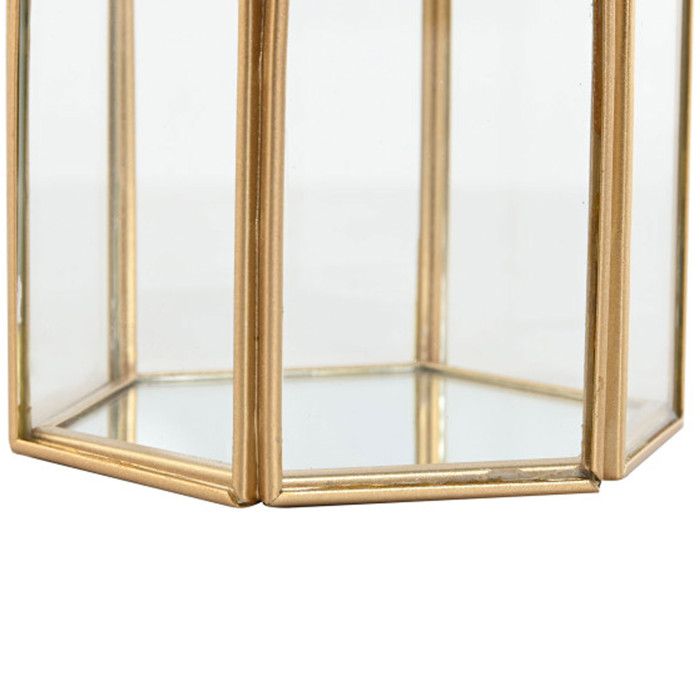 Rangement bijoux en métal doré et miroir 9x8x9.5cm