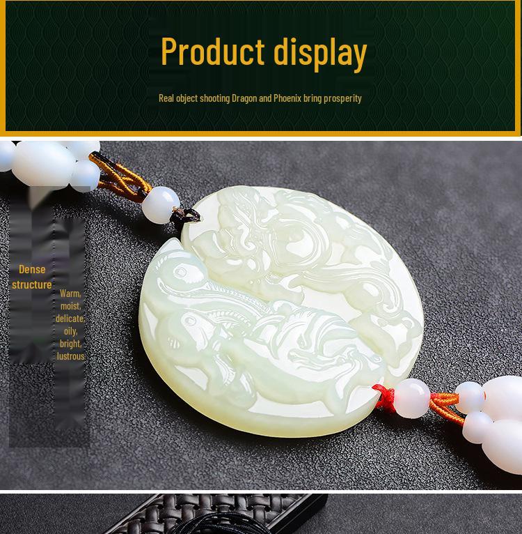 Xinjiang Hotan Jade Tai Chi Dragon and Phoenix Pendant with Certificate – Auspicious Jade Pair
