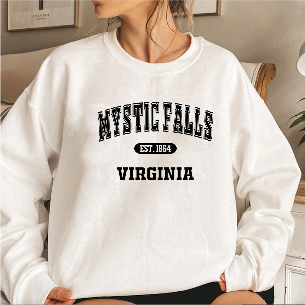 Mystic Falls Sweatshirt TVD Sweatshirts Salvatore Brothers Crewneck Sweatshirt Hoodie Women Long Sleeve Pullovers Casual Top