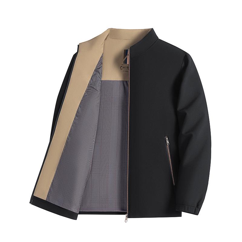 

Чоловіча весняно-осіння повсякденна куртка зі стійкою - Тато-стиль, універсальна, вільного крою, легка XXXXL чорний