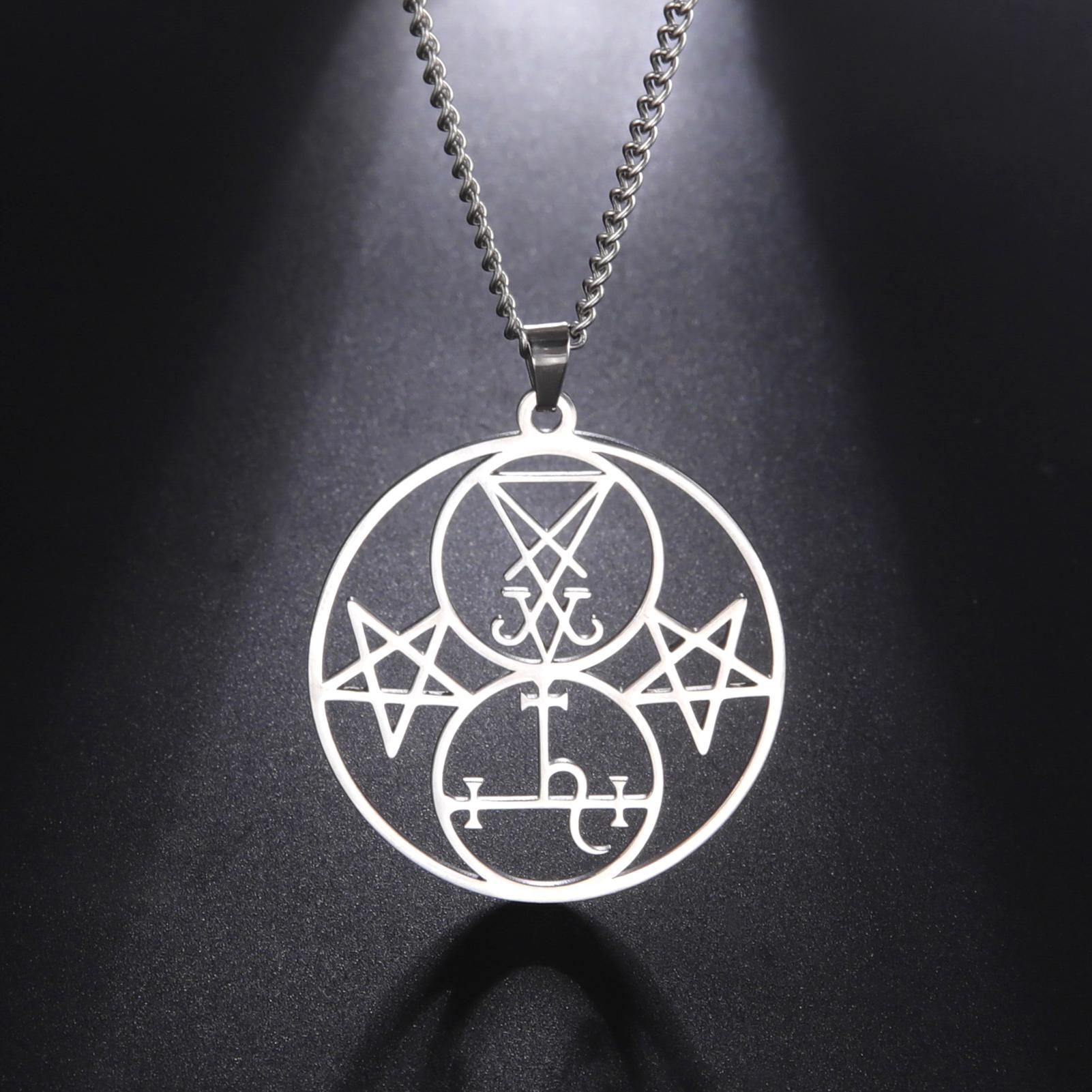 

Men s Necklace Demon Side of Lucifer Lilith Satanic Necklace Seal Sigil Symbol of Choronzon Pendant Satan Pentagram Jewelry