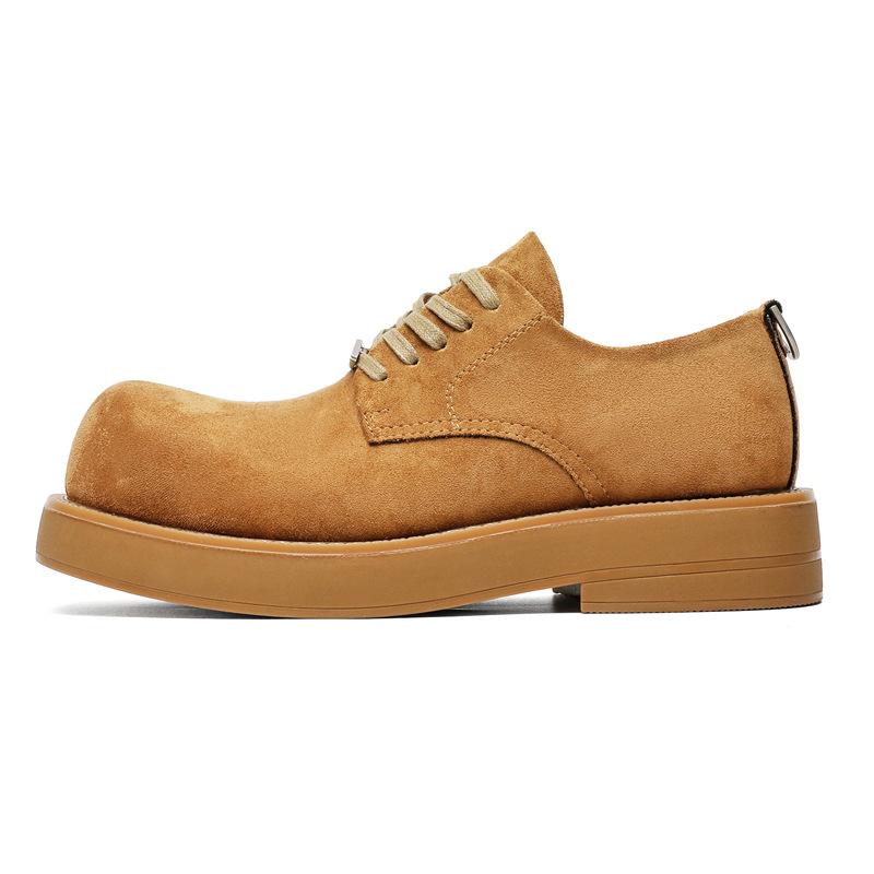 Men's and Women's Same 2025 New American Trend Leather Shoes Casual Big Head Shoes Fashion Heightening Retro Commuter Derby Shoes