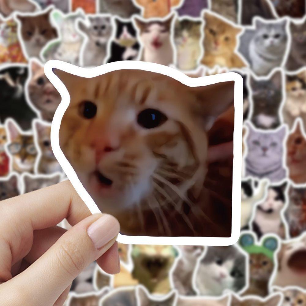 100pcs Removable Funny Cat Stickers Self-Adhesive DIY Decals Funny MEME Graffiti Stickers