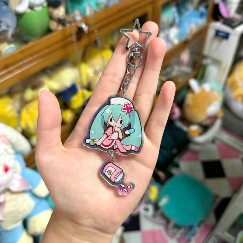 Süßer Hatsune Miku Schlüsselanhänger Anime Zubehör Cartoon Rucksack Anhänger Dekoration Spielzeug Kawaii Girly Heart Geschenk für Freunde Geburtstag