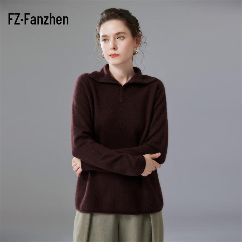 Fanzhen Women's Autumn/Winter Lapel Cashmere Blend Sweater