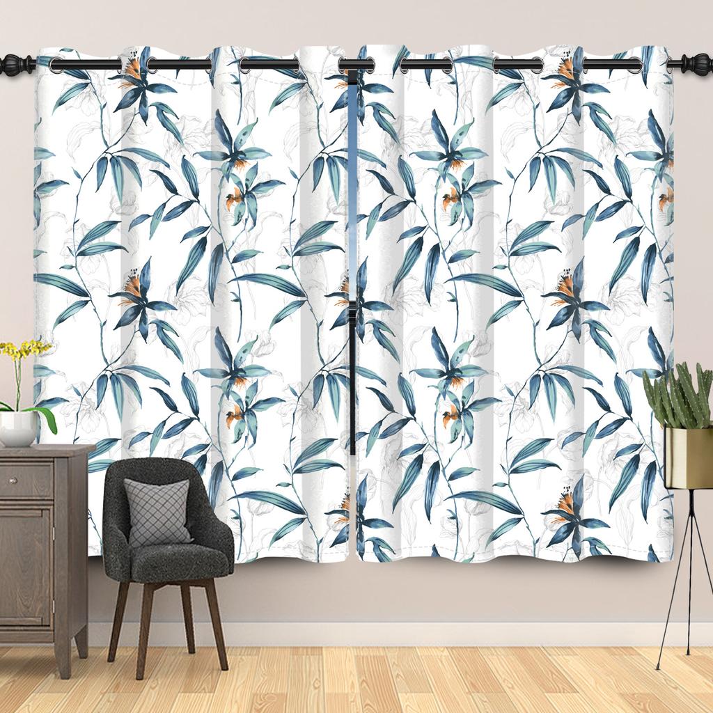 Rustic Botanical Wildflower Pattern Curtains Vintage Floral Printed Curtain Living Room Bedroom Decor Window Drapes Light Blocking For Sitting