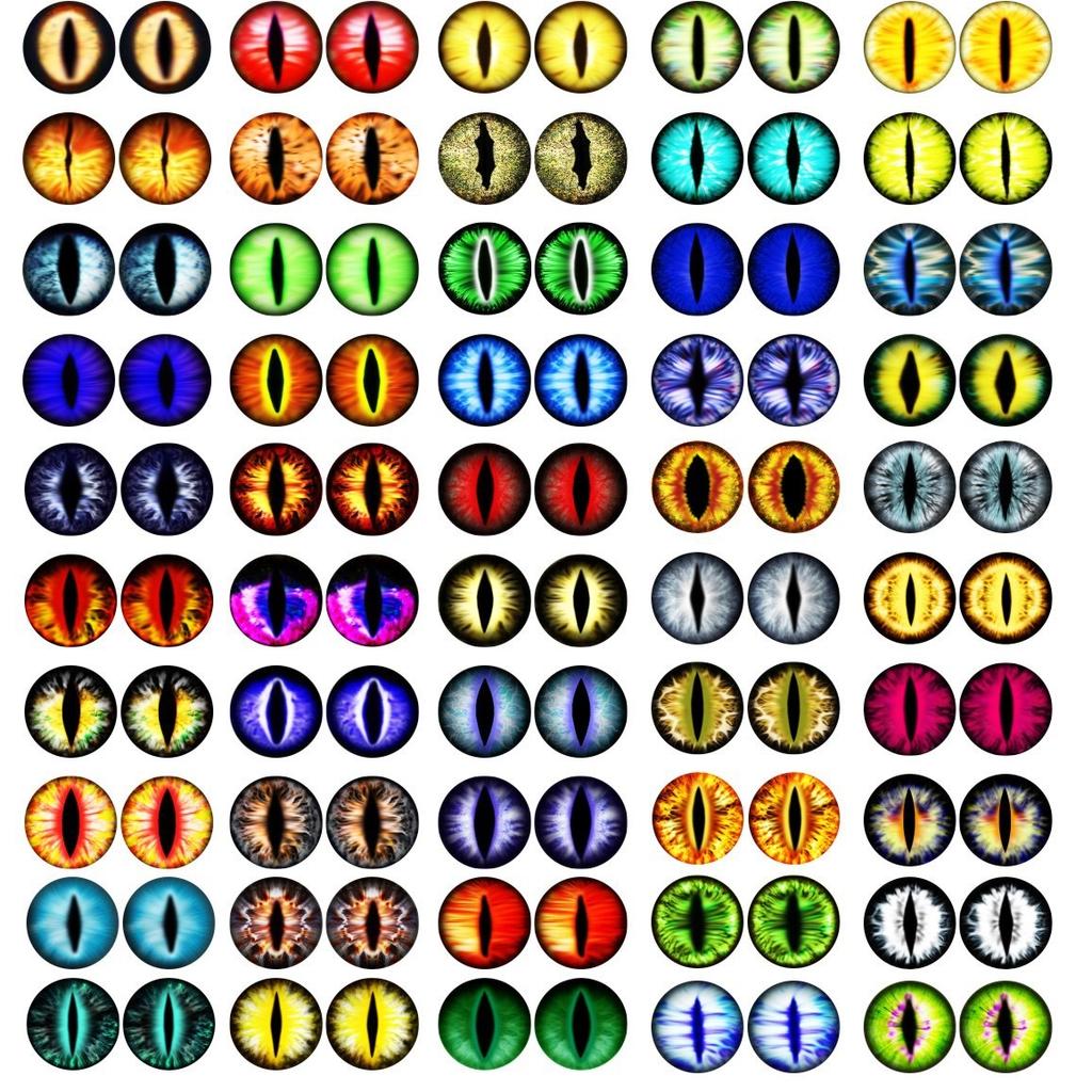 50Pcs 681012Mm Doll Glass Eye Round Dragon Cat Eyes In Pairs Flatback Cabochons Decoration Keychain Diy Accessories