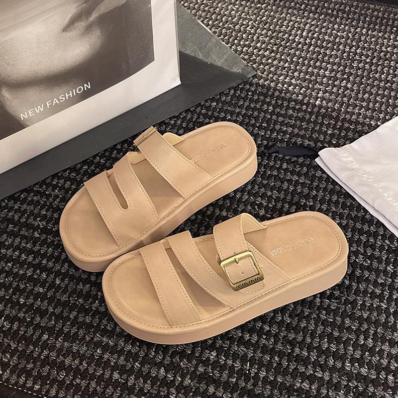Retro cool slippers women's platform slippers summer 2025 new fashion casual versatile beach cool slippers